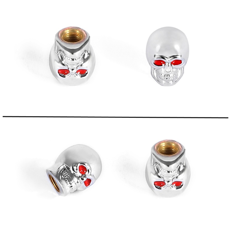 Set 4 Nắp Van Lốp Xe Hơi Hình Đầu Lâu Chống Rỉ Sét