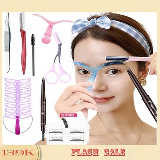 Combo 8 dụng cụ trang điểm có khuôn dán chân mày