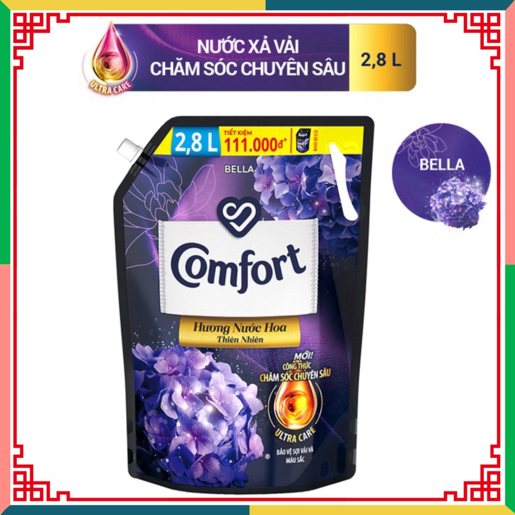 Nước xả làm mềm vải Comfort dưỡng sâu sát một lượt xả / Hương nước hoa thiên nhiên tự nhiên túi 2.8L
