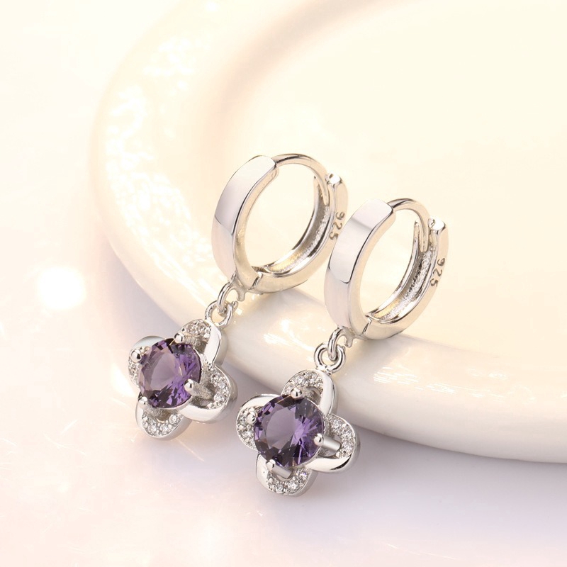 Bạc Tai Trang Sức Nữ Đơn Giản Của Bông Tai Bạc Phụ Kiện Cỏ May Mắn Theo Phong Cách Hàn Quốc