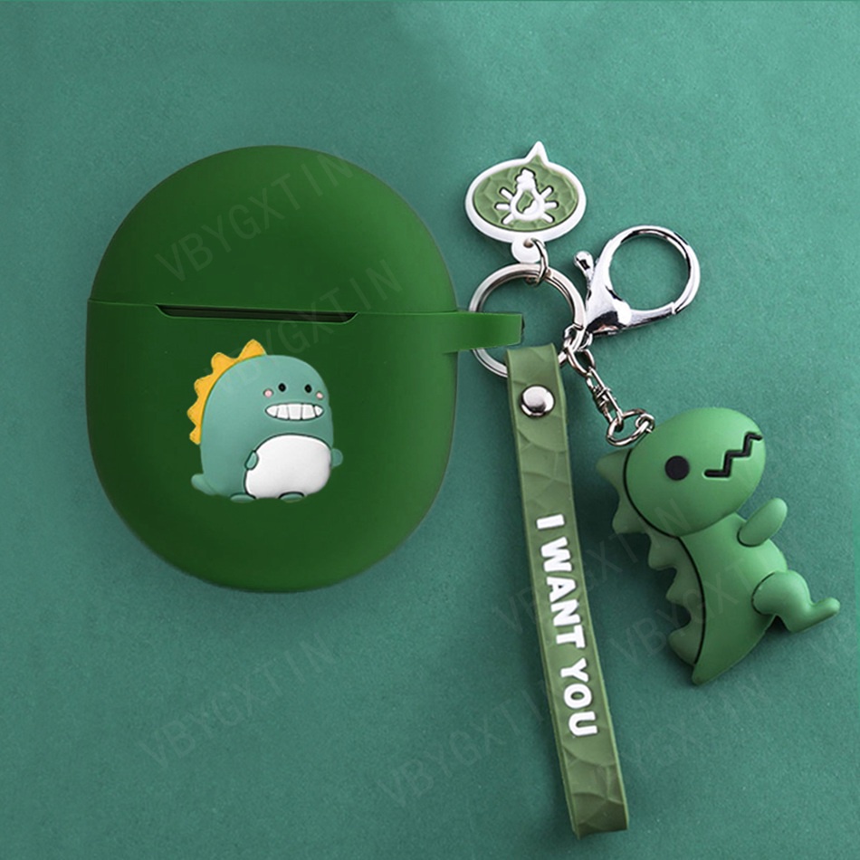 Vỏ Bảo Vệ Hộp Sạc Tai Nghe redmi buds 3 Pro / Airots 3 Pro Bằng Silicon Hình Chó/Mèo May Mắn/Cún/Gấu Trúc Có Móc Khóa