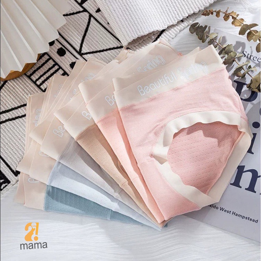 Quần lót bầu và sau sinh cạp chéo, chất cotton, có lỗ thông hơi, kháng khuẩn túi zip Beauty spring 2!MAMA cao cấp V7031