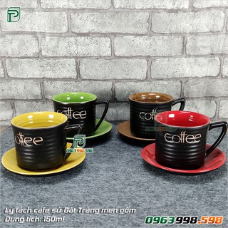 Ly tách sứ uống cafe Bát Tràng men gốm quai số 7