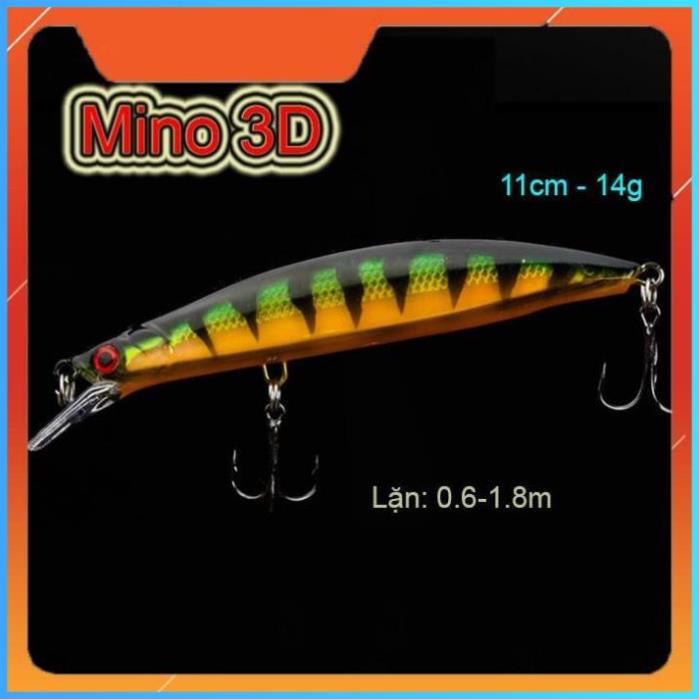 Mồi giả câu lure Mino 3D dài 11cm nặng 14g câu cá chẽm, tráp, hồng