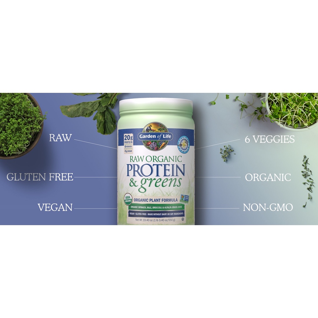 Bột raw organic protein &amp; greens Garden of Life
