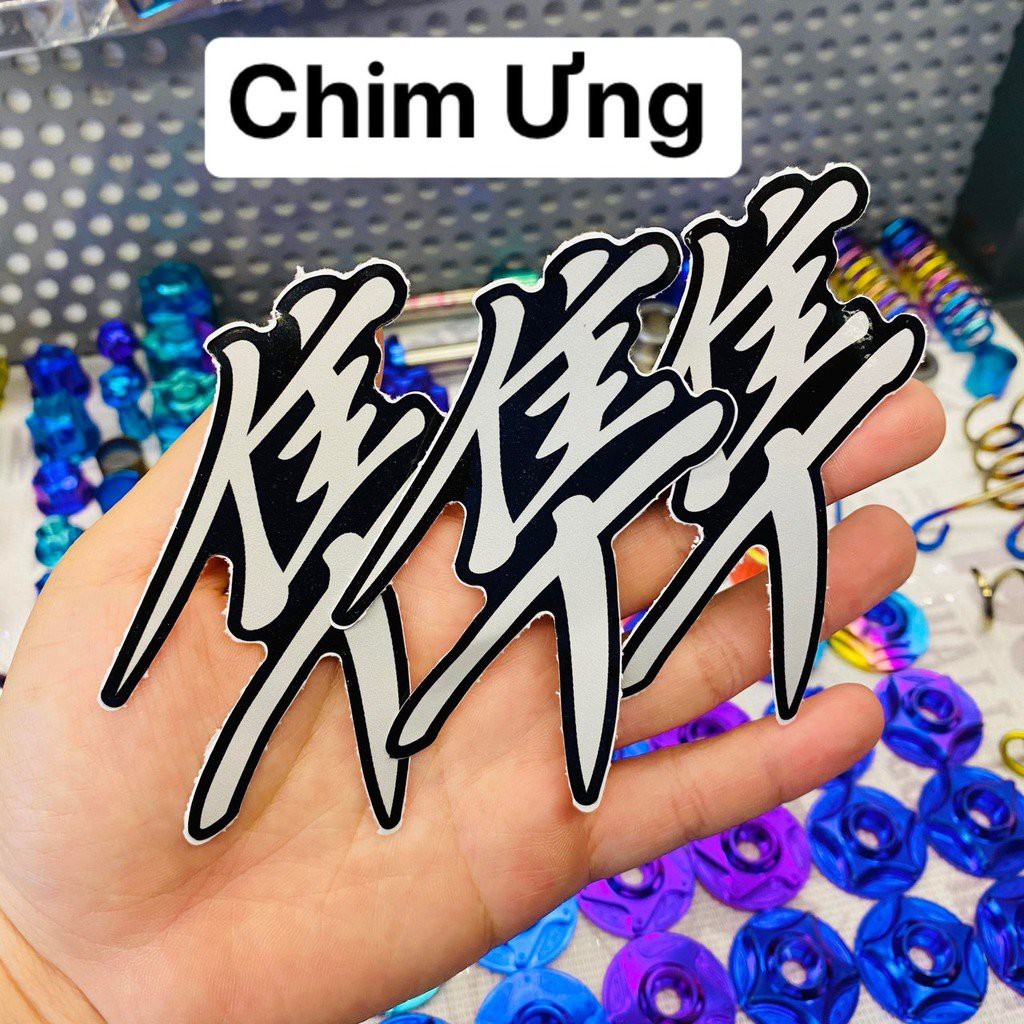 Tem chữ tàu dán xe máy