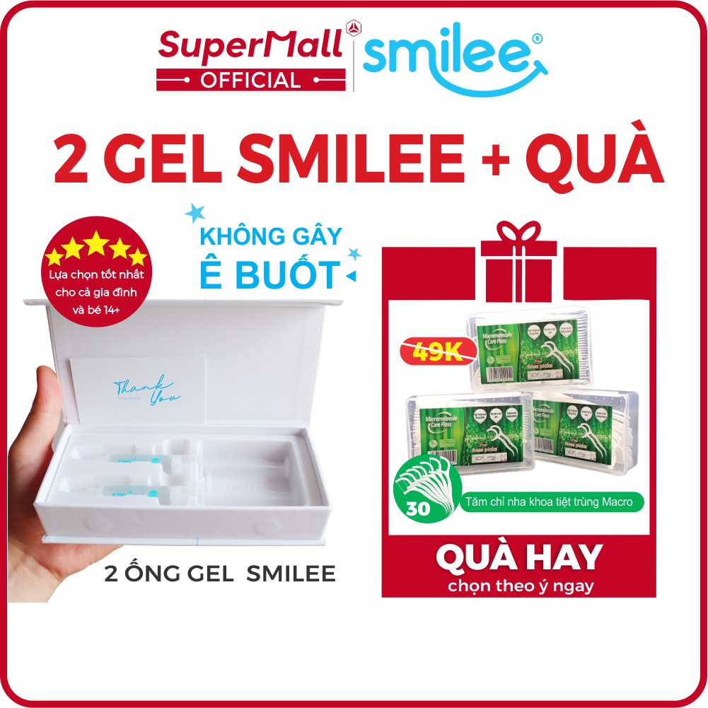 [Quà🎁+ Deal SHOCK⚡] Bộ 2 Gel làm trăng răng SMILEE - Gel bổ sung Smilee tẩy trắng răng định kỳ