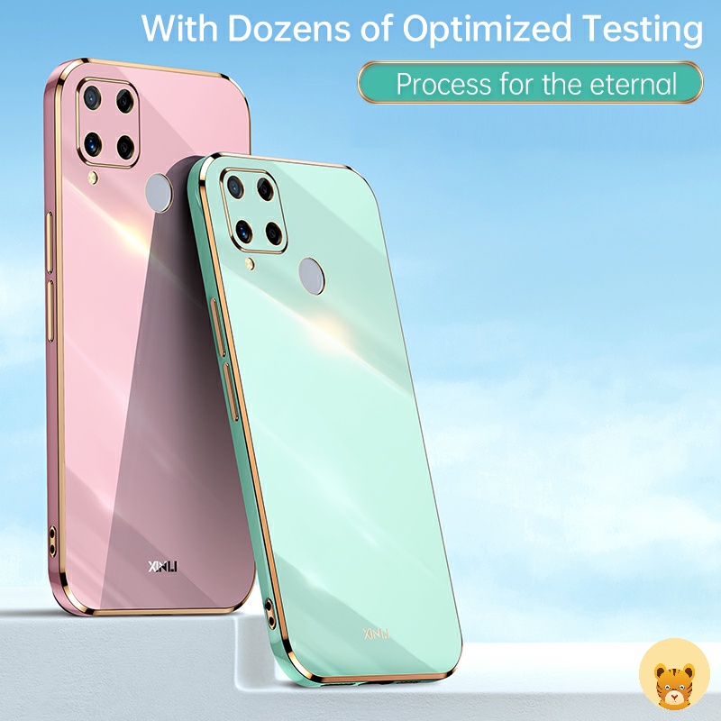 Ốp Điện Thoại Mềm Mạ Viền Sang Trọng Cho Realme C15 C12 C25