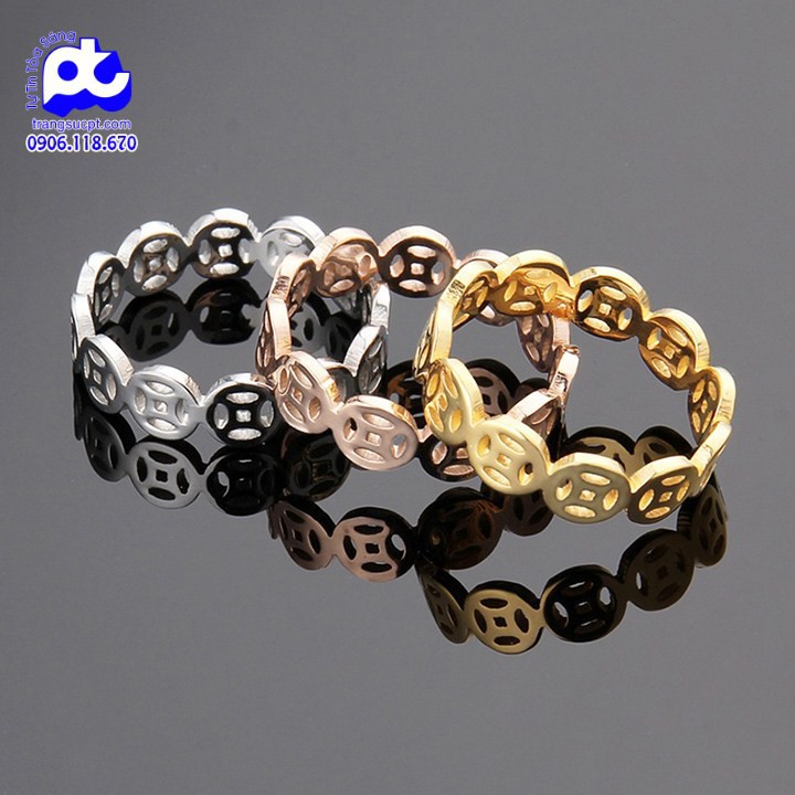 Nhẫn nữ titan cao cấp sang trọng phong cách hàn quốc đồng tiền cổ cách điệu cao cấp thép không gỉ titanium TH