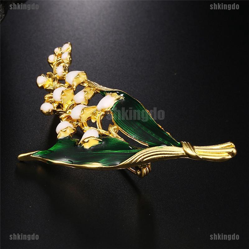 Ghim cài áo hình hoa tráng men xinh xắn