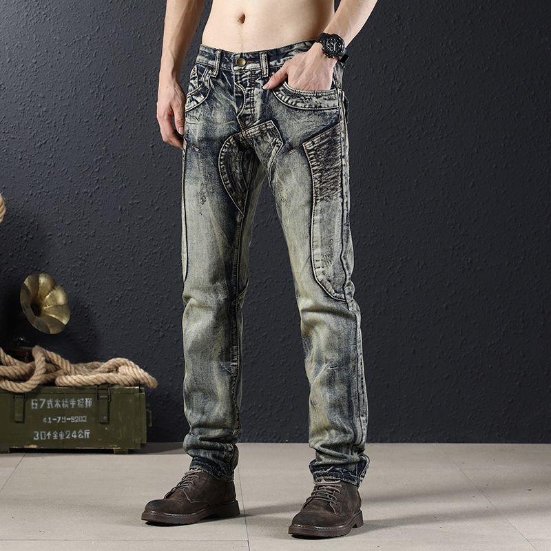 Quần Jeans Dài Lưng Vừa Phong Cách Đường Phố Nhật Bản Thời Trang Cho Nam