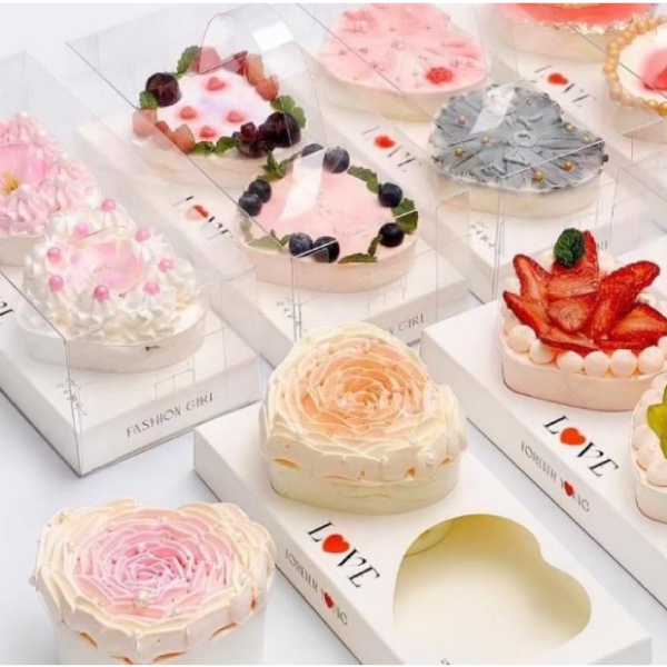 Hộp mica trong tim 2 ngăn có quai xách 23*10,2*9cm