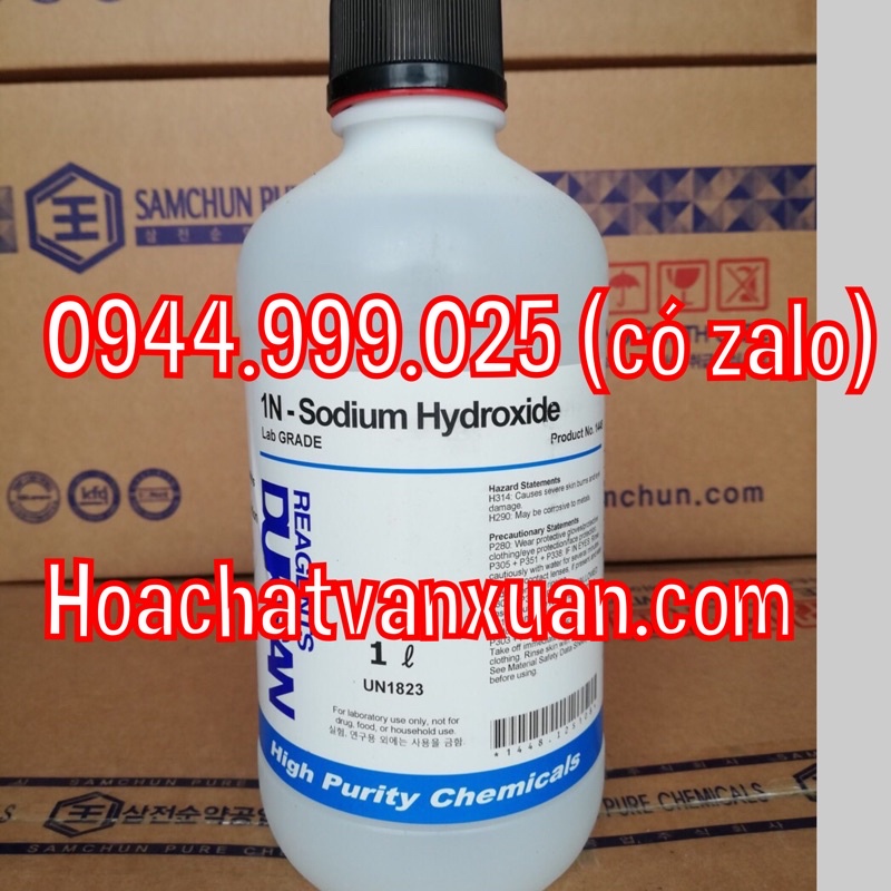 Dung dịch chuẩn 1 mol/lit sodium hydroxide 1N Hàn Quốc chai 1 lít