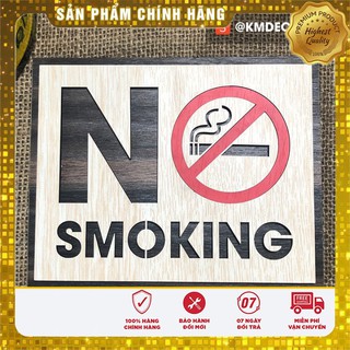 [Tranh văn phòng] Bảng gỗ no smoking (biển báo cấm hút thuốc) bằng gỗ có sẵn keo hai mặt dán tường