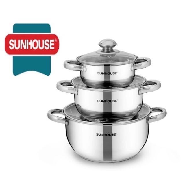 Bộ Nồi 3 Đáy Cao Cấp Bếp Từ Sunhouse SH334