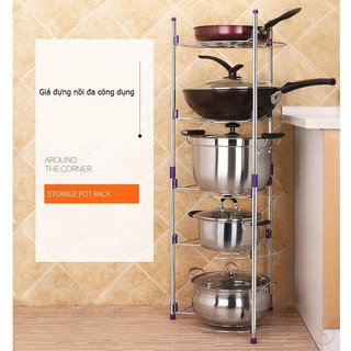 Kệ để xoong nồi inox 5 tầng siêu bền đẹp có thể tách riêng tầng