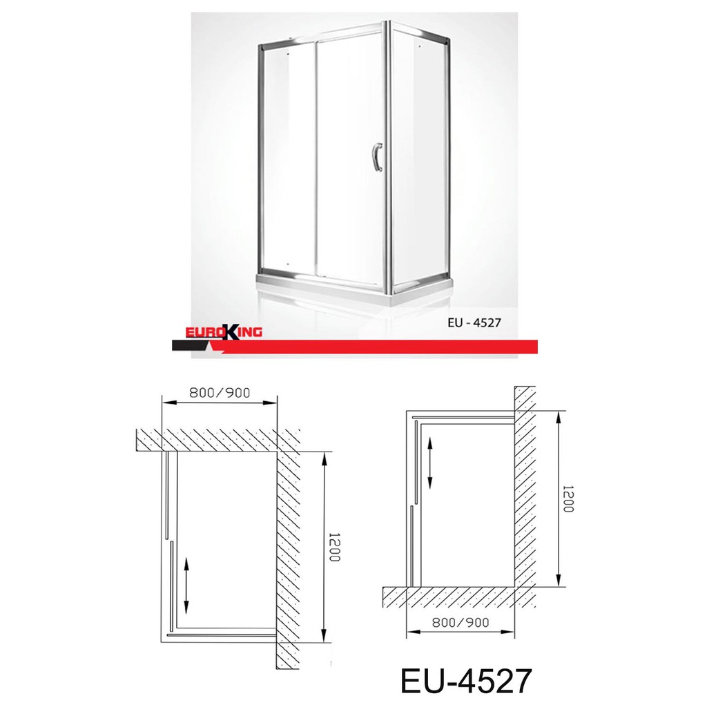 Phòng tắm kính cường lực Euroking EU- 4527, nhập khẩu, chính hãng