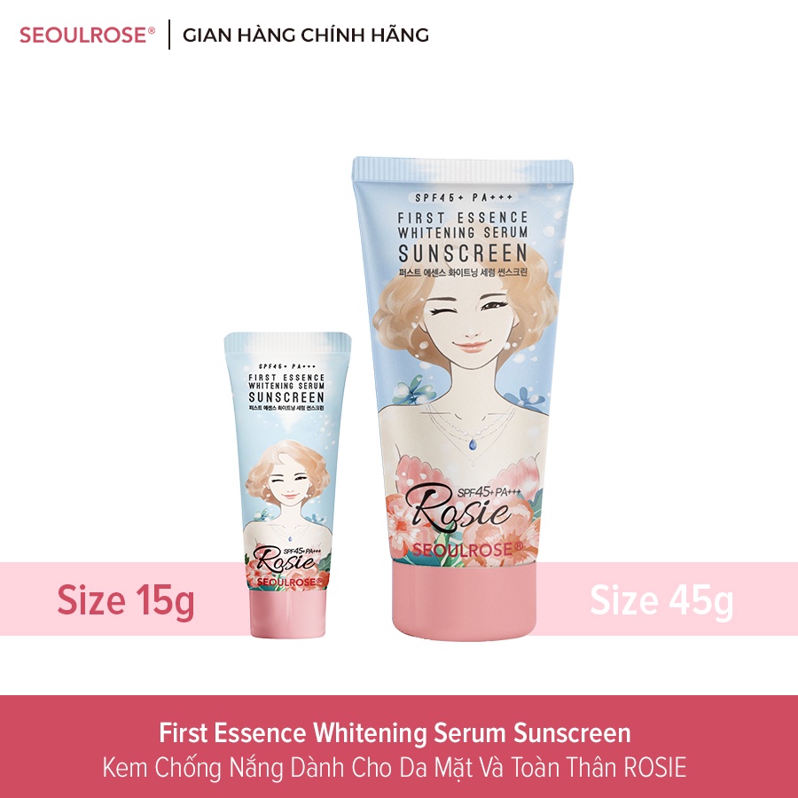 Kem Chống Nắng Rosie SeoulRose SPF45+++ 45g Dành Cho Da Mặt Và Toàn Thân Kem Thẩm Thấu Nhanh, Dưỡng Da Trắng Sáng, Không