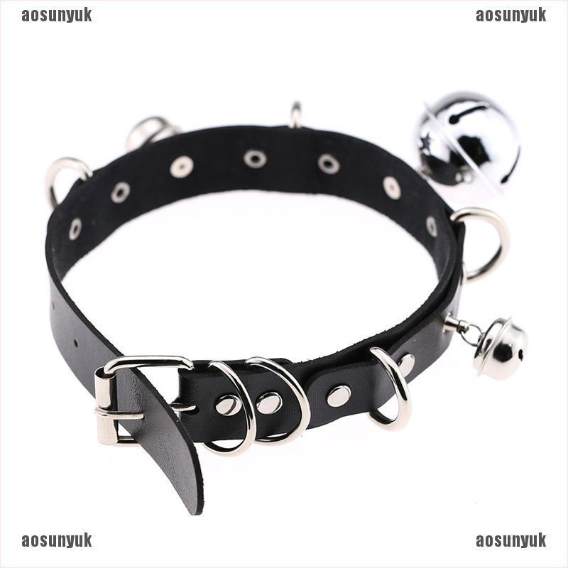 Vòng cổ choker da đính chuông phong cách punk quyến rũ dành cho nữ