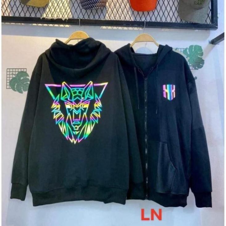 [SIÊU RẺ] Áo nỉ khoá mũ hổ phản quang bảy màu hai mặt SIÊU DÀY SIÊU HỊN