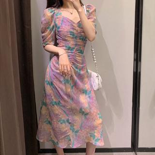 Đầm midi nữ họa tiết hoa màu tím size s-xl