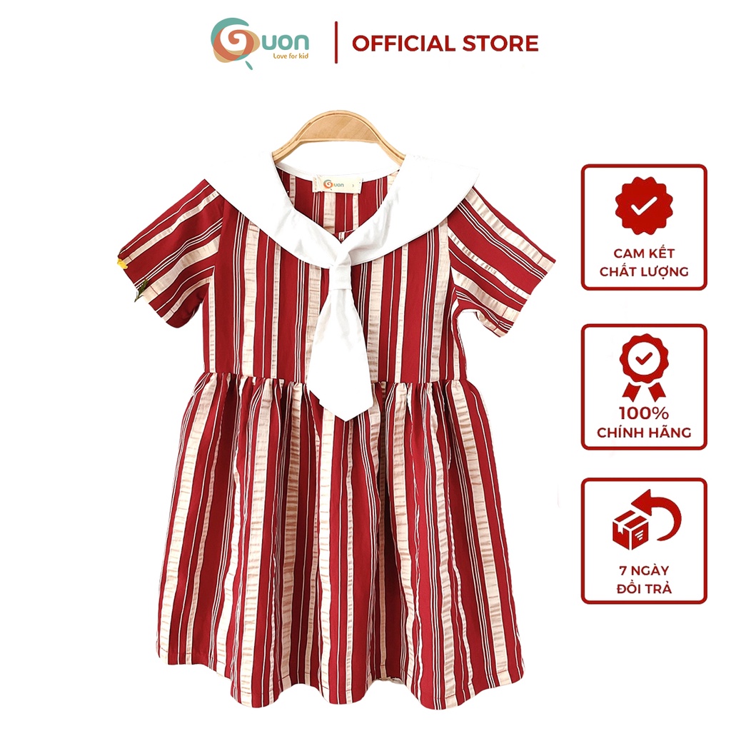 Váy bé gái kẻ sọc nhiều màu, vải cotton thoáng mát (13-45kg) Trúc Chi  - GUON