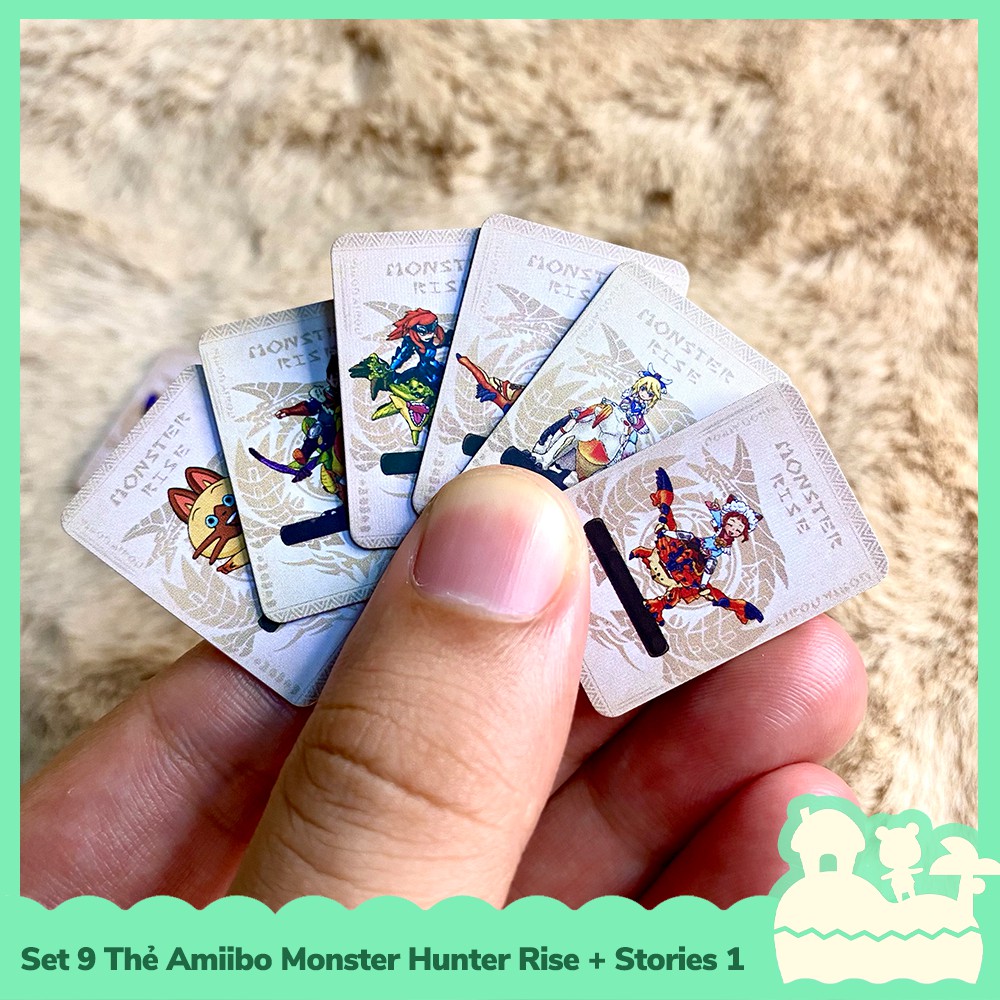 [Sẵn VN] Set Bộ 9 Thẻ Mini Amiibo Monster Hunter Rise + Monster Hunter Stories 1 Nintendo Switch, Nintendo Switch Lite