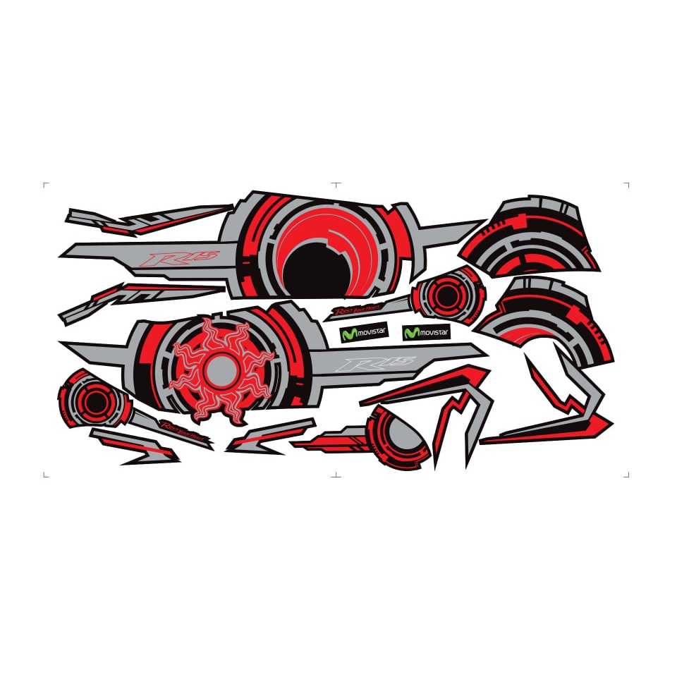 TEM RỜI R15V3 ĐỎ ĐEN MẶT TRỜI