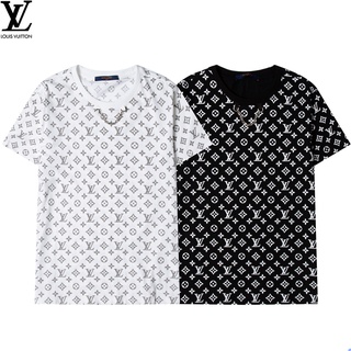 Áo Thun Cotton Ngắn Tay In Họa Tiết Louis Vuitton Cổ Điển Thời Trang Mùa Hè Cho Nam Nữ