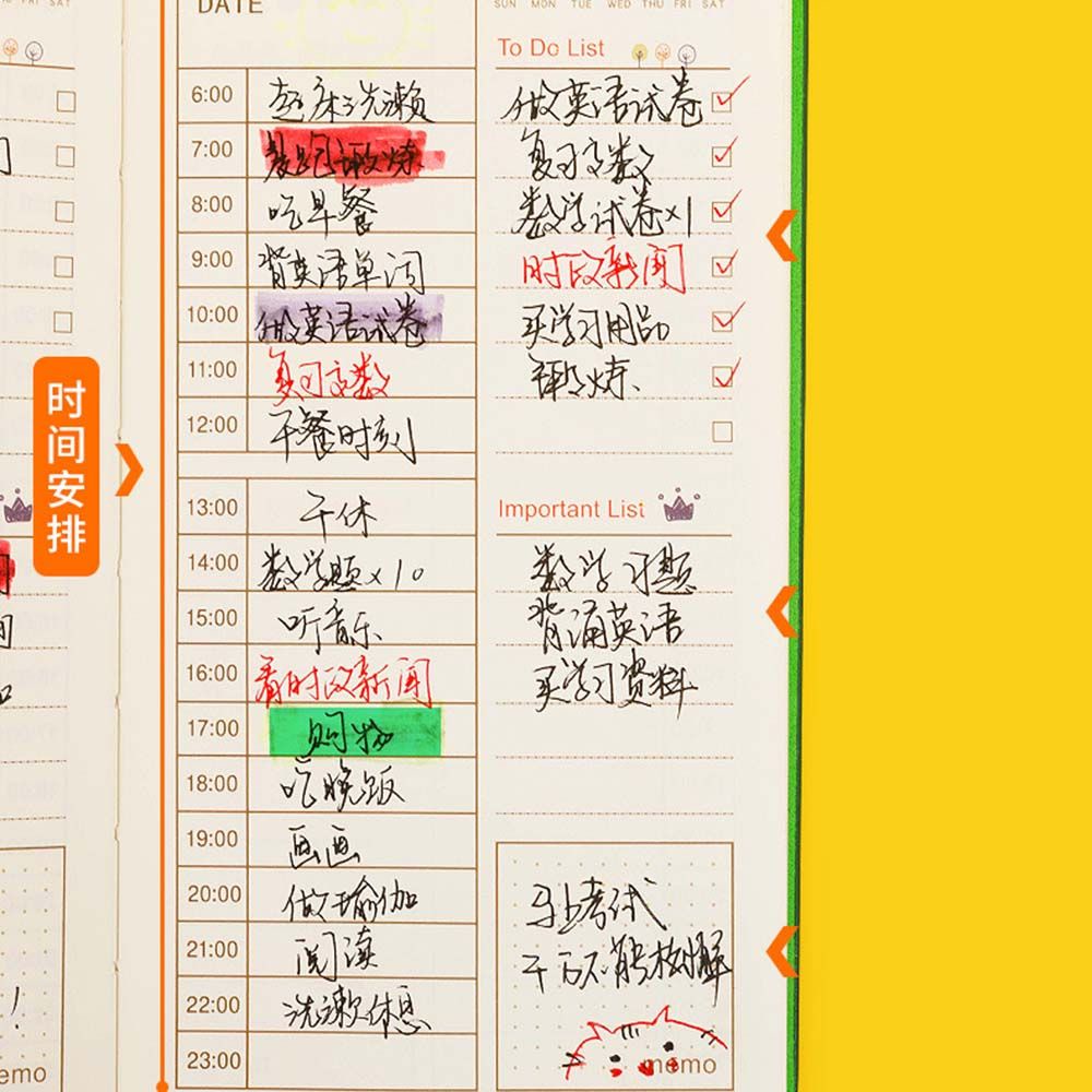 LANFY Portable 2022 Notebook Student A6 Notebook Diary Notebook Self-discipline Diary Organizer Daily Weekly Monthly Note Books Schedule Study Planner Daily Schedule/Multicolor