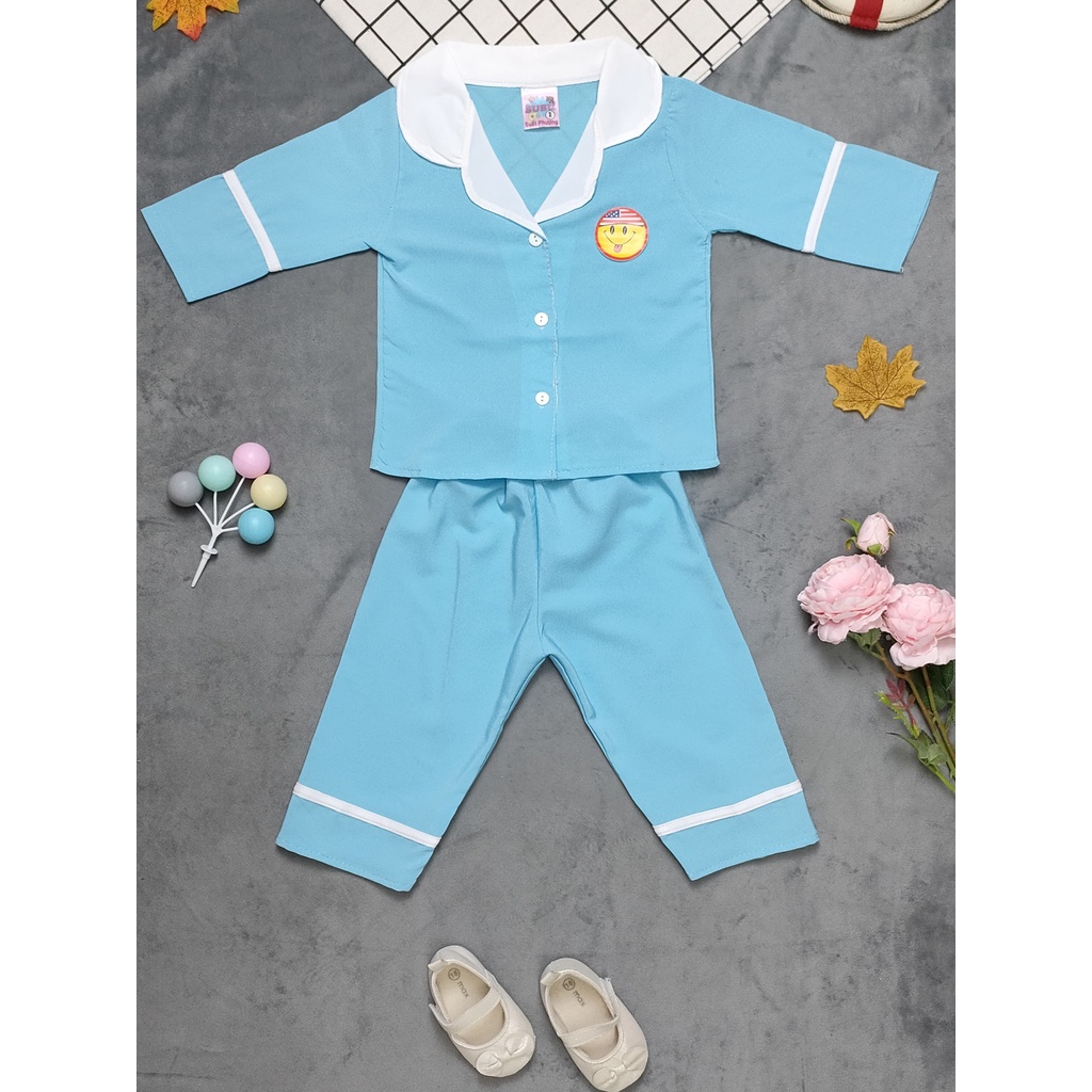 Bộ Pijama Tay Dài Màu Bé (8-14kg)