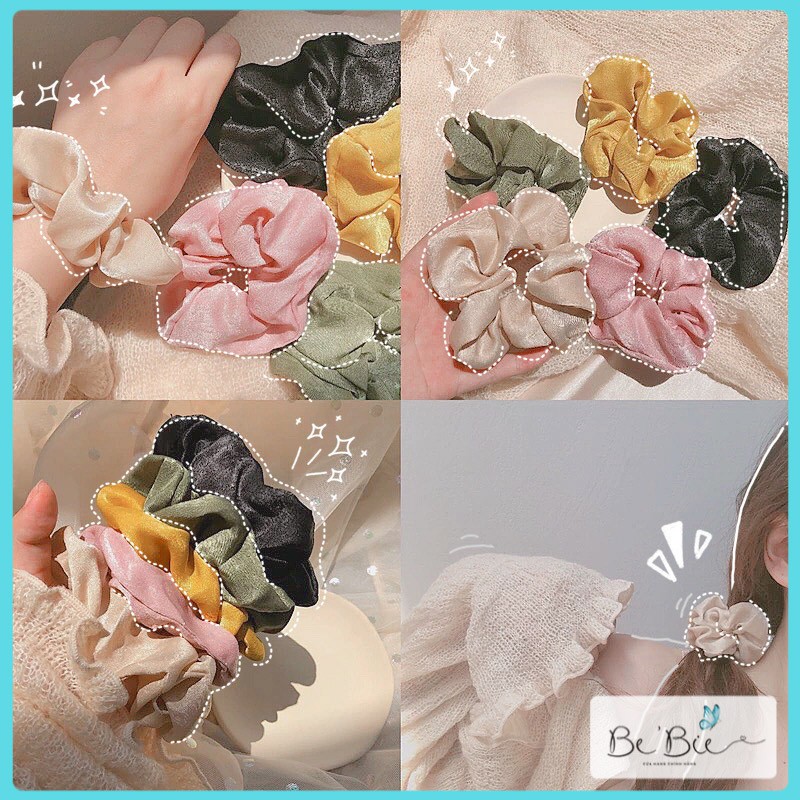 Cột tóc vải Scruchies đũi sần hot trend, Buộc tóc vải đáng yêu BeBie - BP047