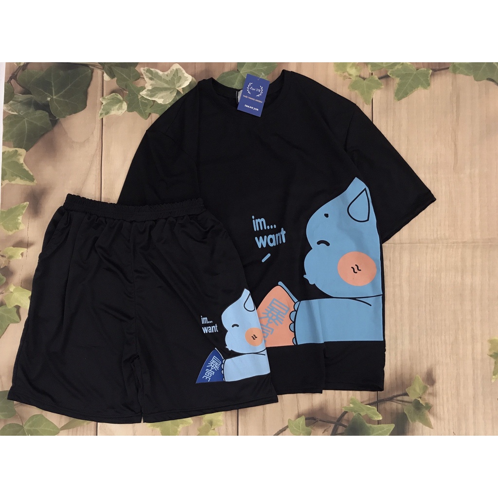 Đồ Bộ Hoạt Hình Unisex KHỦNG LONG TRÀ SỮA – Lapi VN, Set Cartoon, Freesize, Thun Cotton, Nam Nữ Đều Mặc Được
