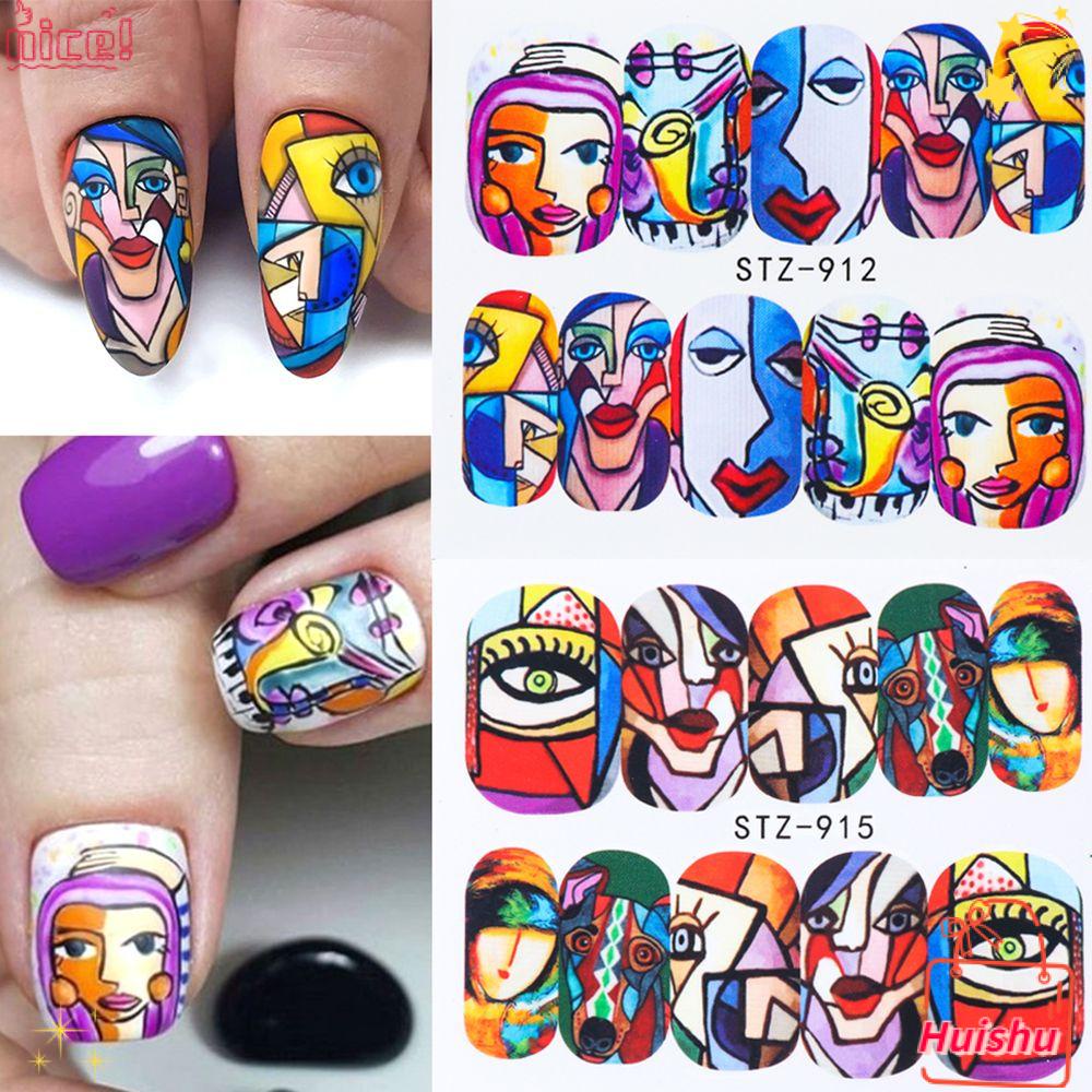 Set 1 / 16 Hình Dán Móng Tay 3D Nhiều Màu Sắc Cá Tính Dành Cho Nữ