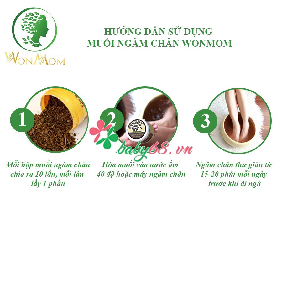 Muối Ngâm Chân Thảo Dược Giảm Đau Nhức, An Thần Dễ Ngủ Wonmom 350g