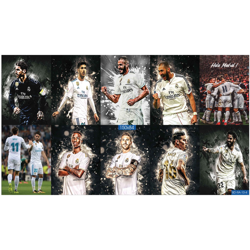 Combo Set 10 tờ Decal dán tường đội bóng Real madrid