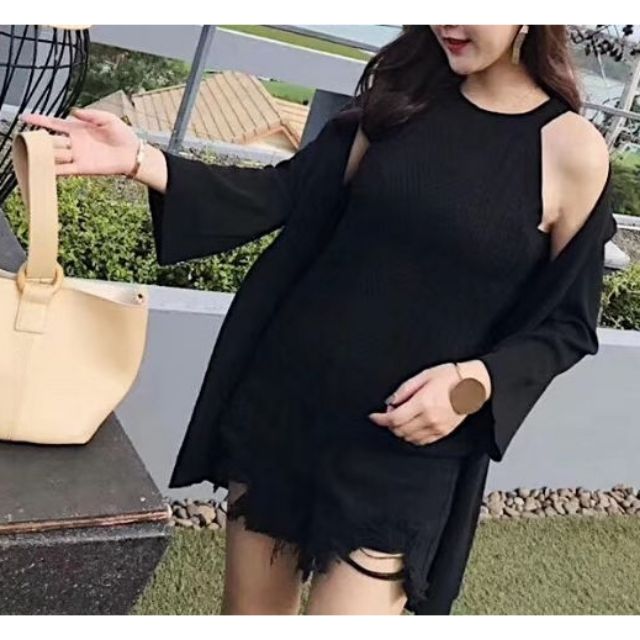 Set áo khoác len và yếm len hoa văn cực kì đẹp mới về