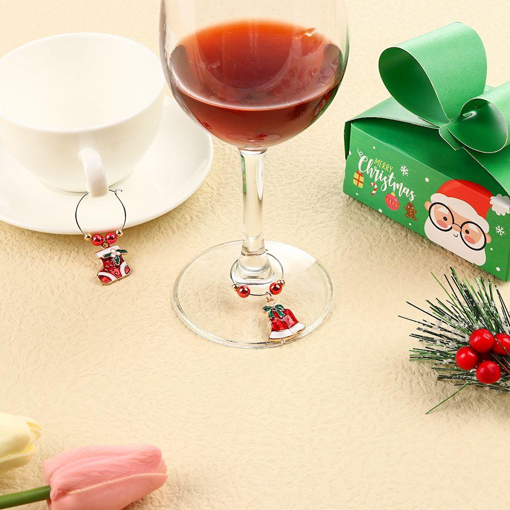 Hàng Có Sẵn Bộ 6 Nhẫn Trang Trí Cốc Nước Phong Cách Giáng Sinh Năm Mới