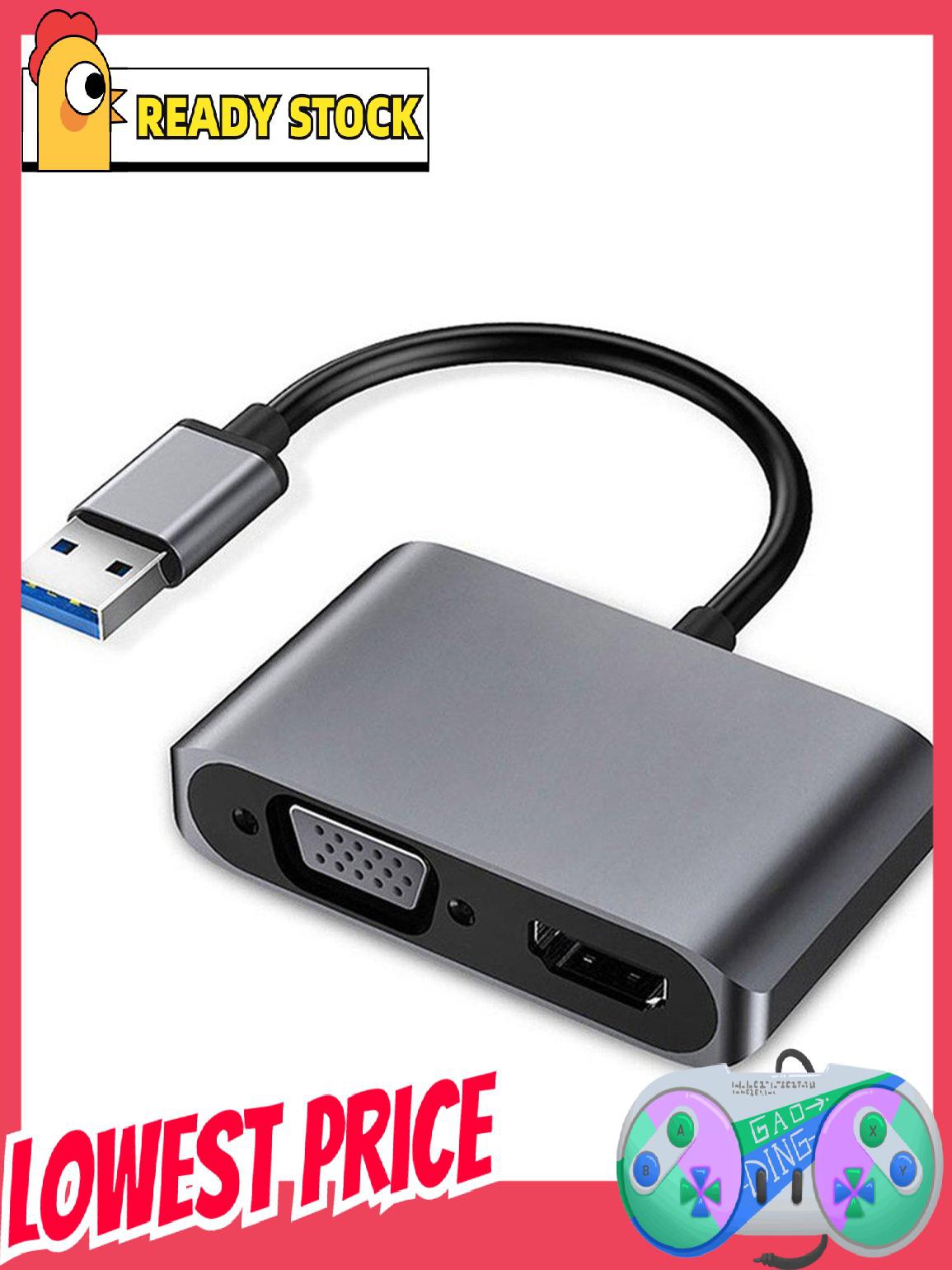 [lovely]Usb3.0 To Hdmi-compatible Vga Adapter 2-In-1 Usb To Hdmi-compatible Converter