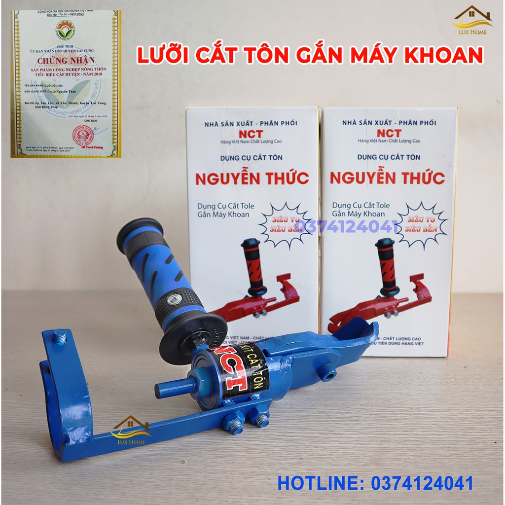 Kéo cắt tôn gắn máy khoan - Lưỡi Cắt Tôn Nguyễn Thức - Lưỡi cắt sắt, inox dày 1,3 ly - Dụng cụ cắt tole - Bộ kit cắt tôn