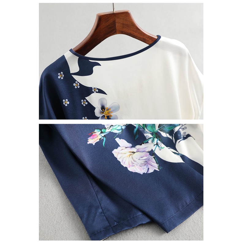 Plus Áo Thun Tay Ngắn Dáng Rộng In Họa Tiết Chất Liệu Lụa Lạnh Cho Nữ