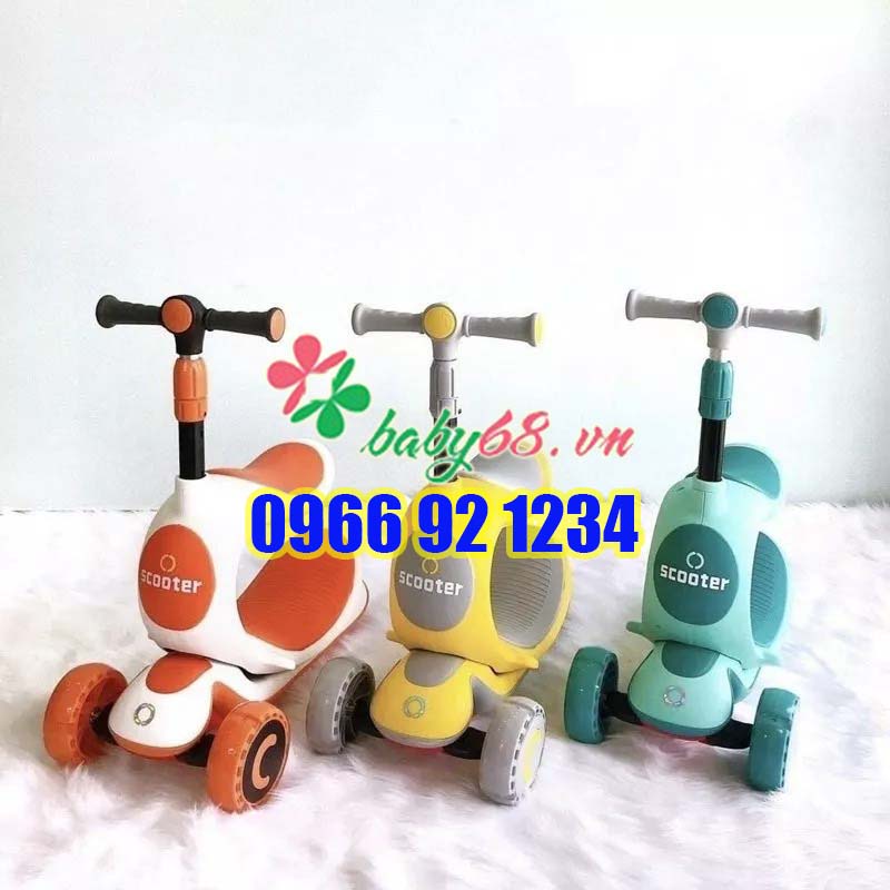 Xe trượt scooter 3 bánh có đèn, Xe chòi chân cho bé 808