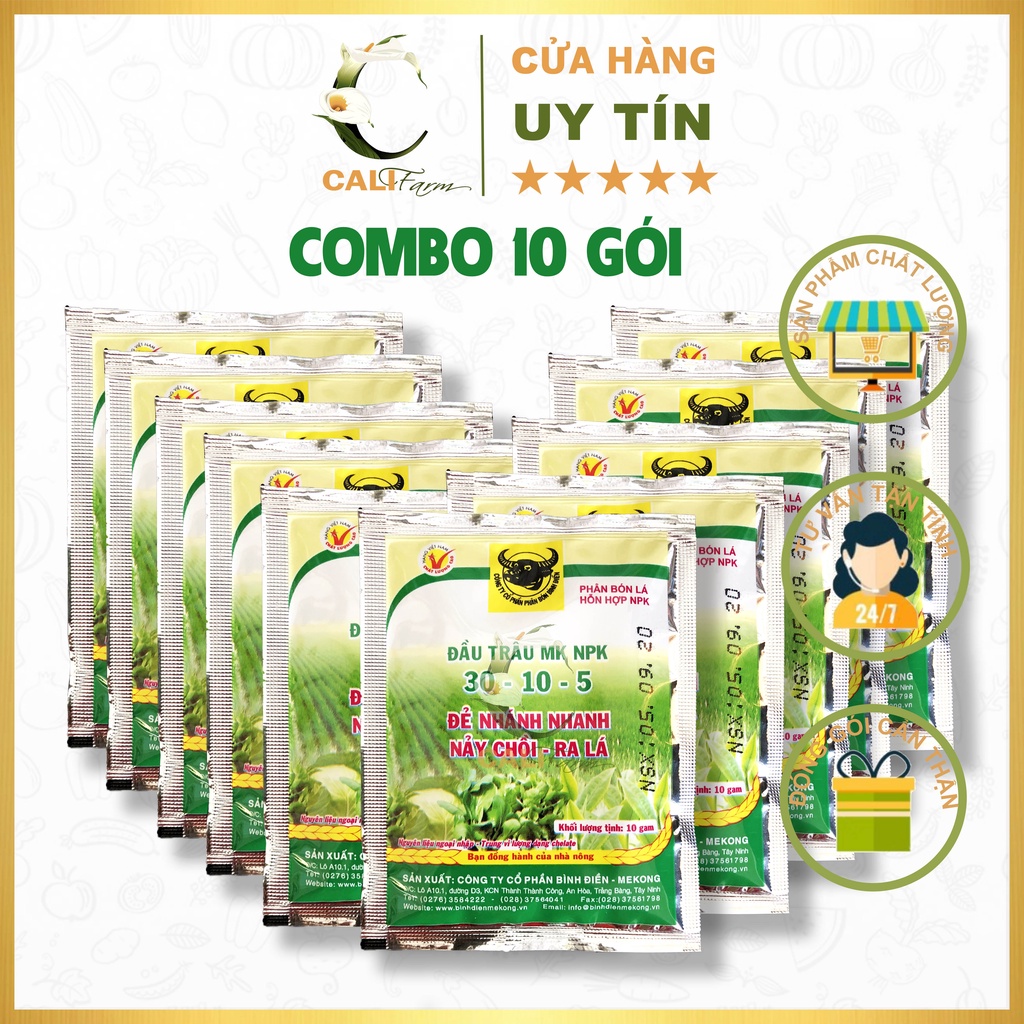 Phân Bón Lá ĐẦU TRẤU MK NPK 30-10-5 (10gr x 10 gói) Nảy Chồi Ra Lá Để Nhánh