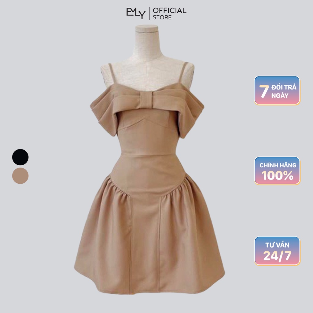 Đầm xoè trễ vai xếp ly Emilyshop ulzzang