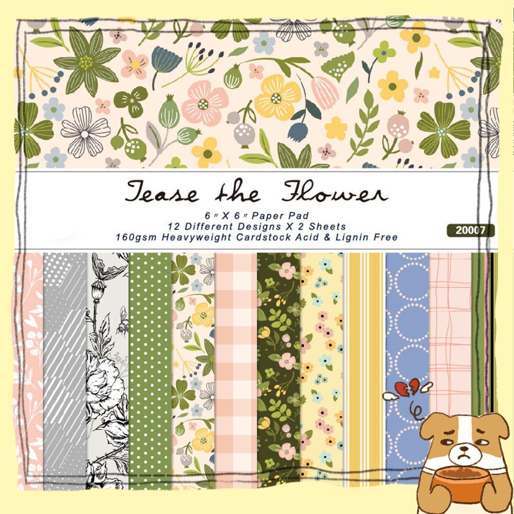 Set 24 Tờ Giấy 6 "X6" In Họa Tiết Hoa / Động Vật Xinh Xắn Trang Trí Sổ Tay Thủ Công Diy