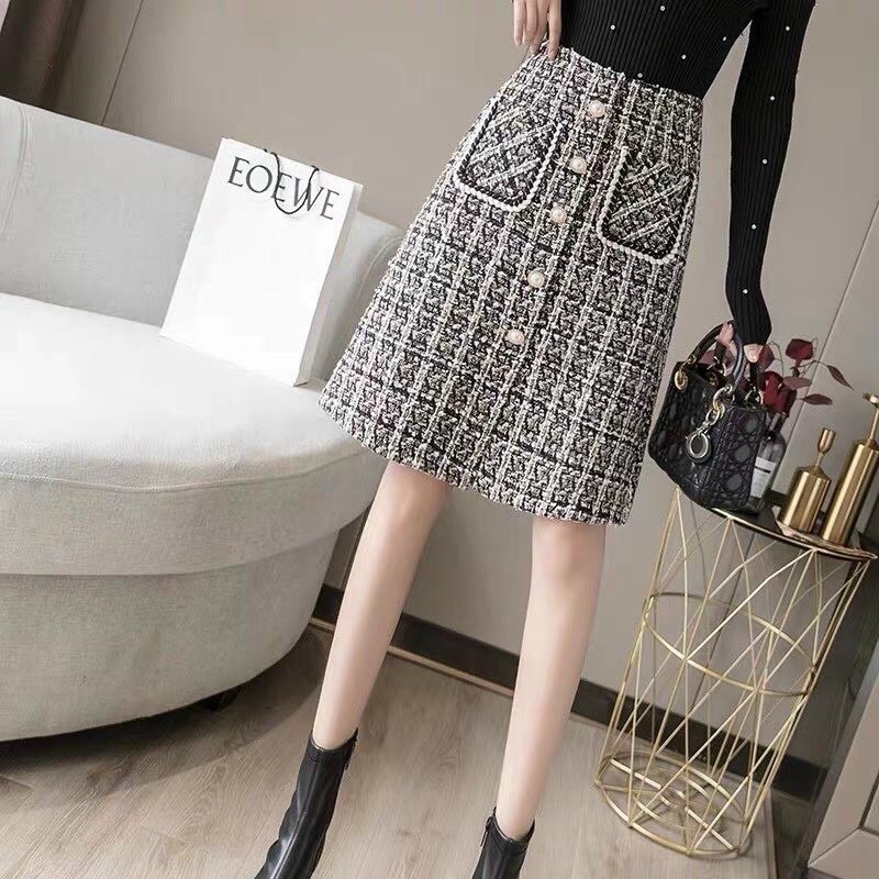 Chân váy dạ kẻ dáng dài QC loại 1 | BigBuy360 - bigbuy360.vn