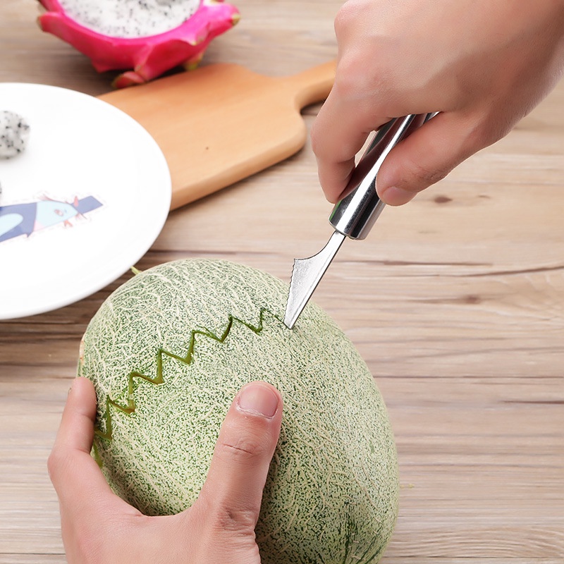 Muỗng và Dao cắt tạo hình hoa quả 2in1 Inox siêu bên IN93 và các mẫu khác