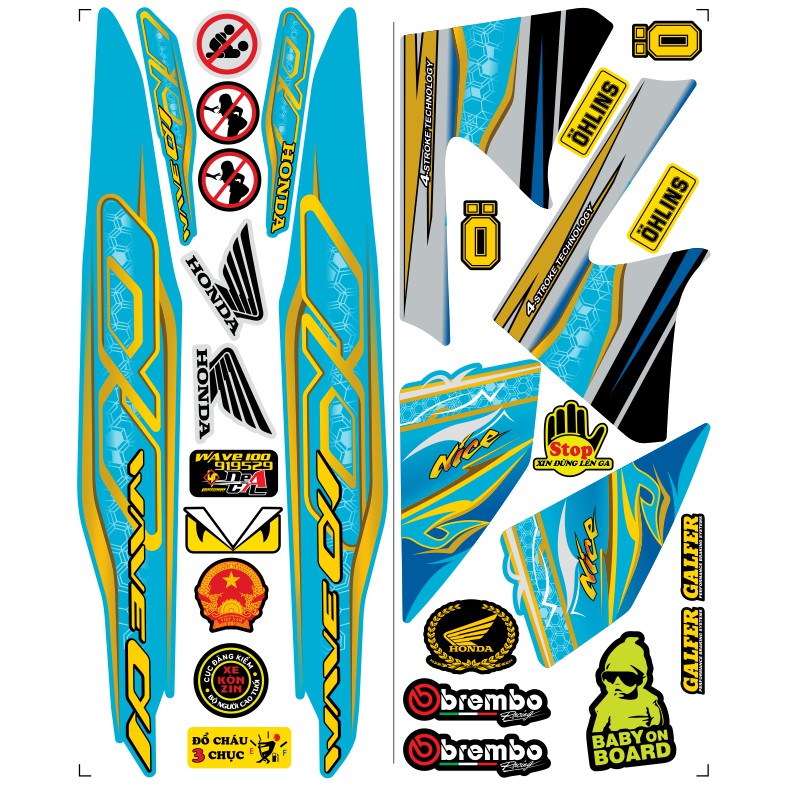Tem rời Wave a 50 - 100 cc Đời 2006-2016 Mẫu Alpha zin 2021 Phiên Bản Các Màu 919529