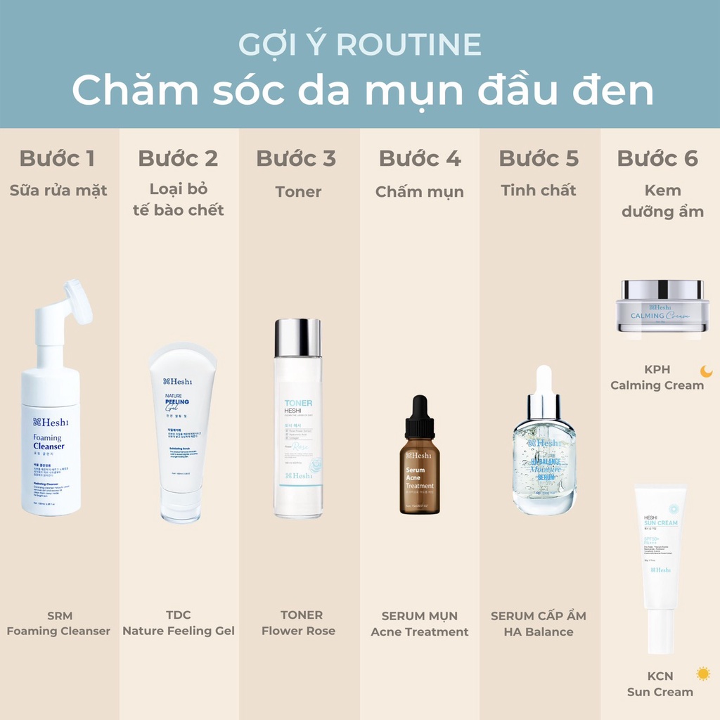 Sữa rửa mặt HESHI, sữa rửa mặt dịu nhẹ làm sạch sâu Foaming Cleanser