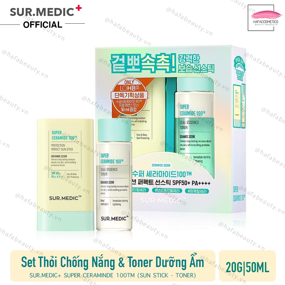 [Date 11/2022] Set Thỏi Chống Nắng &amp; Toner Dưỡng Ẩm Da Sur.Medic Super Ceramide 100™(Sun Stick 20g + Toner 50ml)